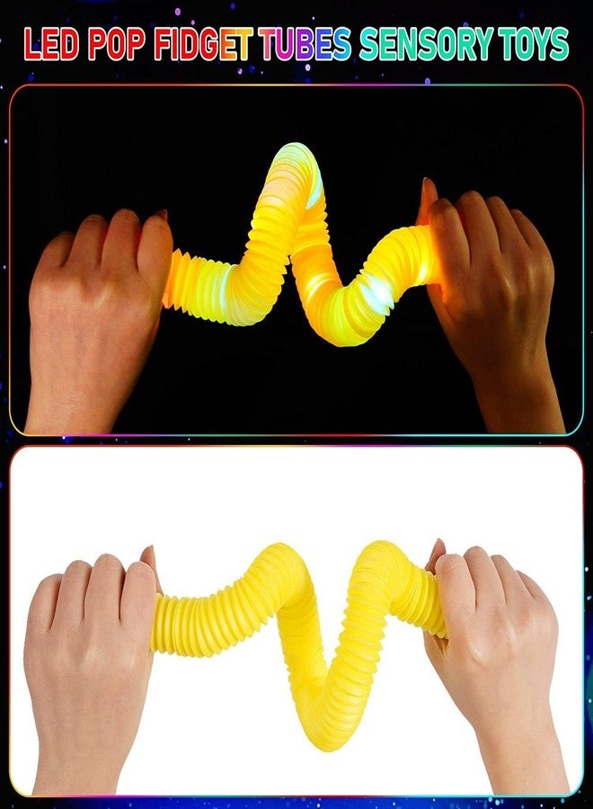 Crazy Buy CrazyBuy LED Pop Tubes Light-Up Fidget Sensory Toys | Pack of 12 Stress Relief Tubes for Kids & Adults (Multicolor) - Image 2